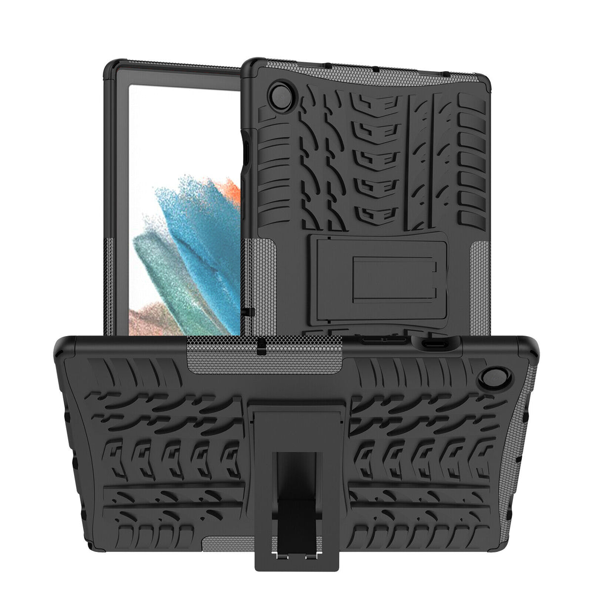 For Apple iPad 8th Gen 10.2 2020 Rubber Black PU Leather Case Cover