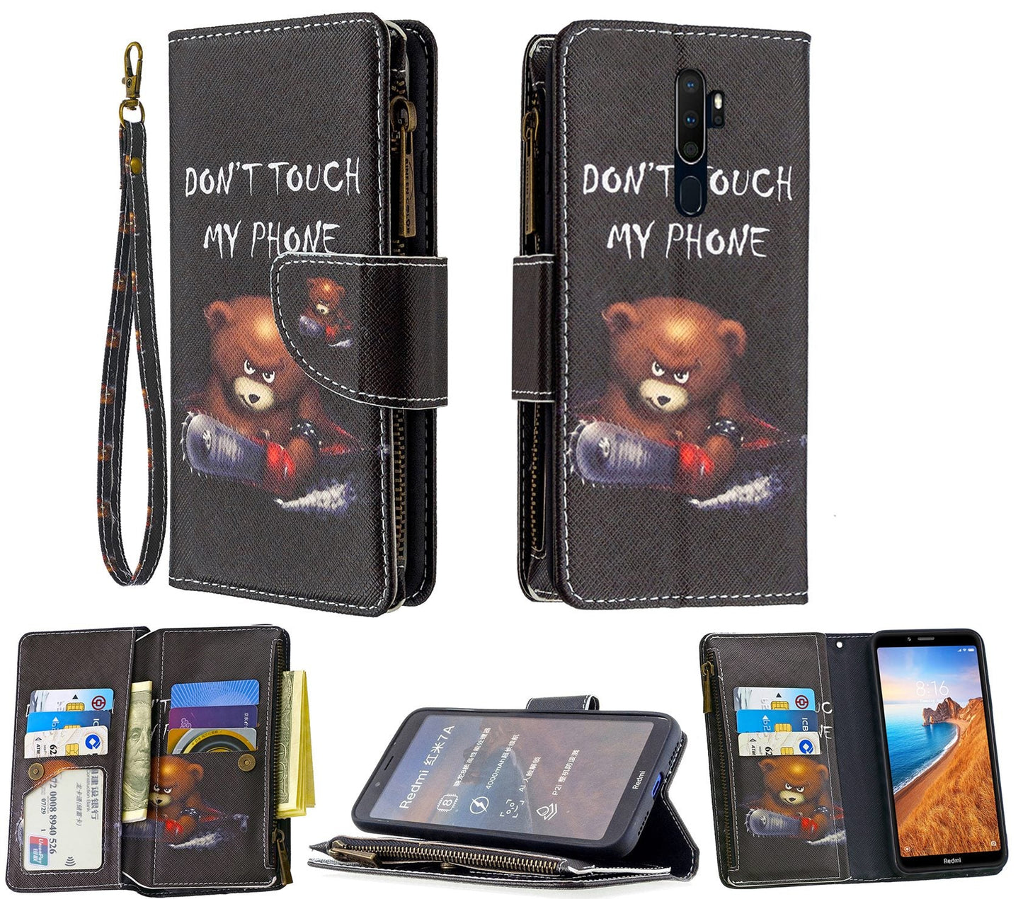 Oppo A5 Case Wallet Cover Black