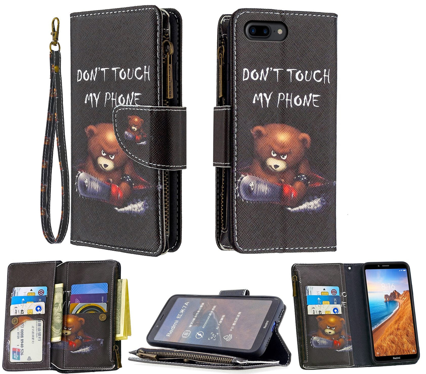 iPhone 8 Plus Case Wallet Cover Black