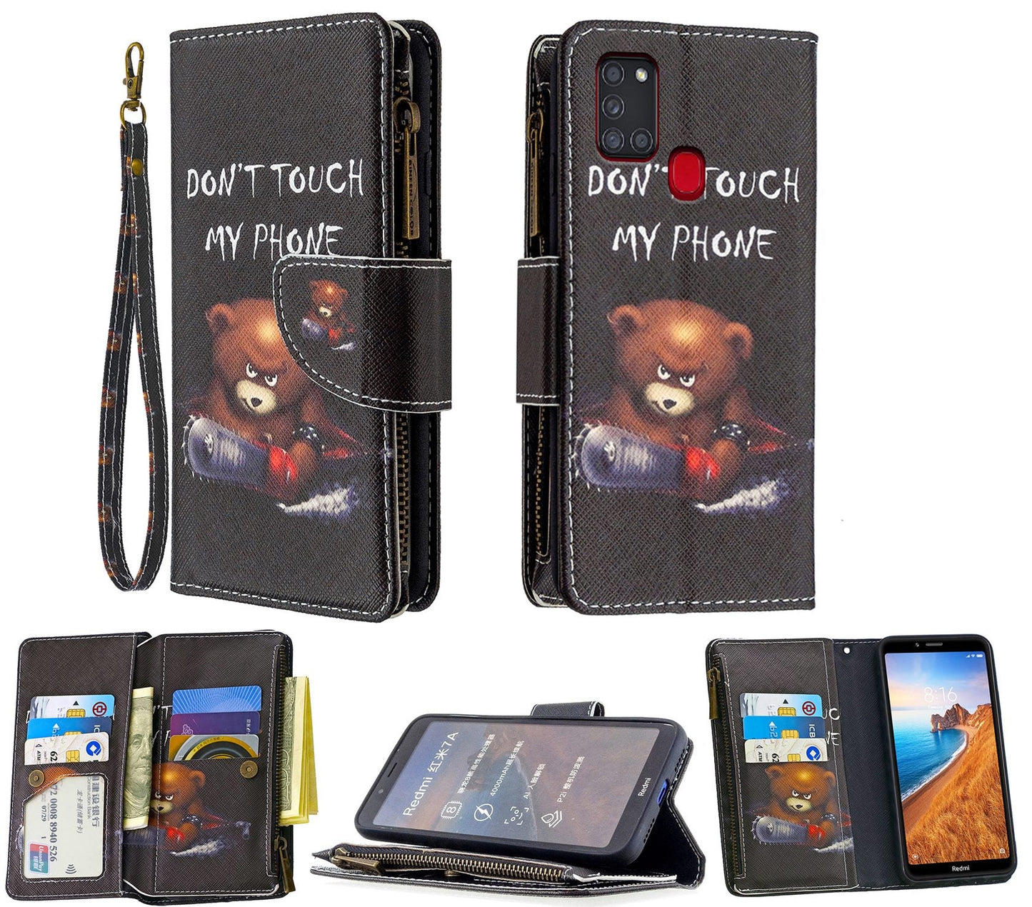 Samsung Galaxy A21S Case Wallet Cover Black