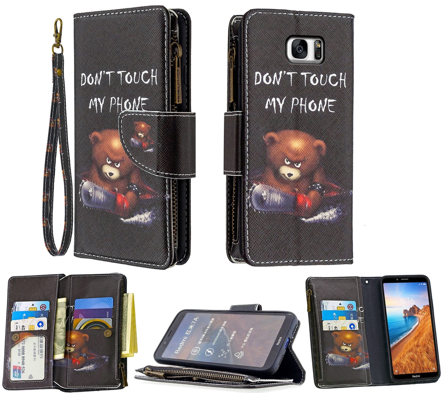Samsung Galaxy S7 Case Wallet Cover Black