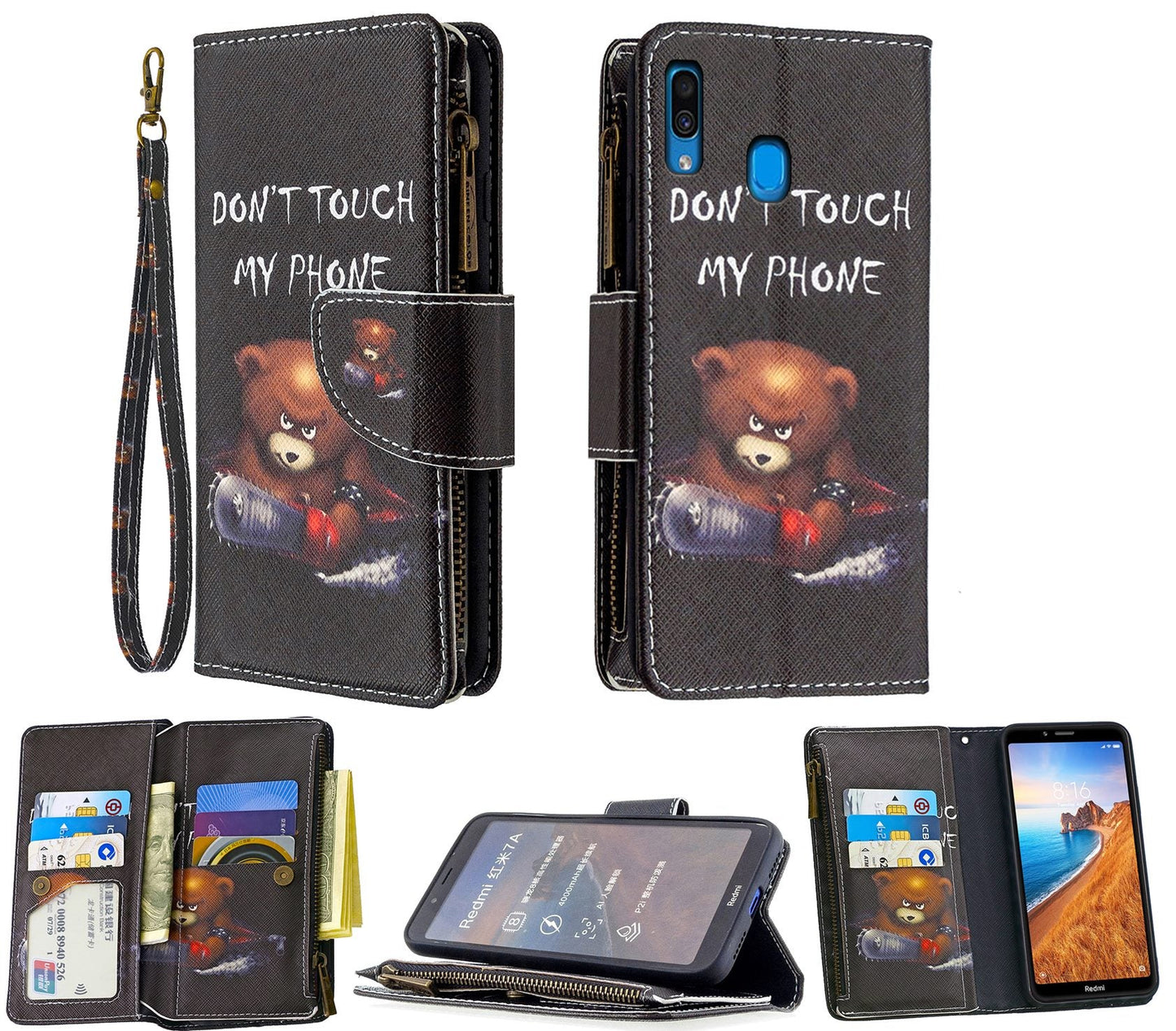 Samsung Galaxy A20 Case Wallet Cover Black