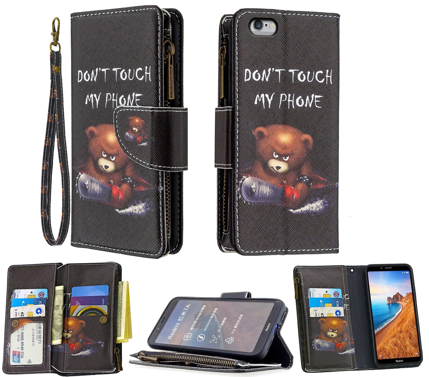 iPhone 8 Case Wallet Cover Black