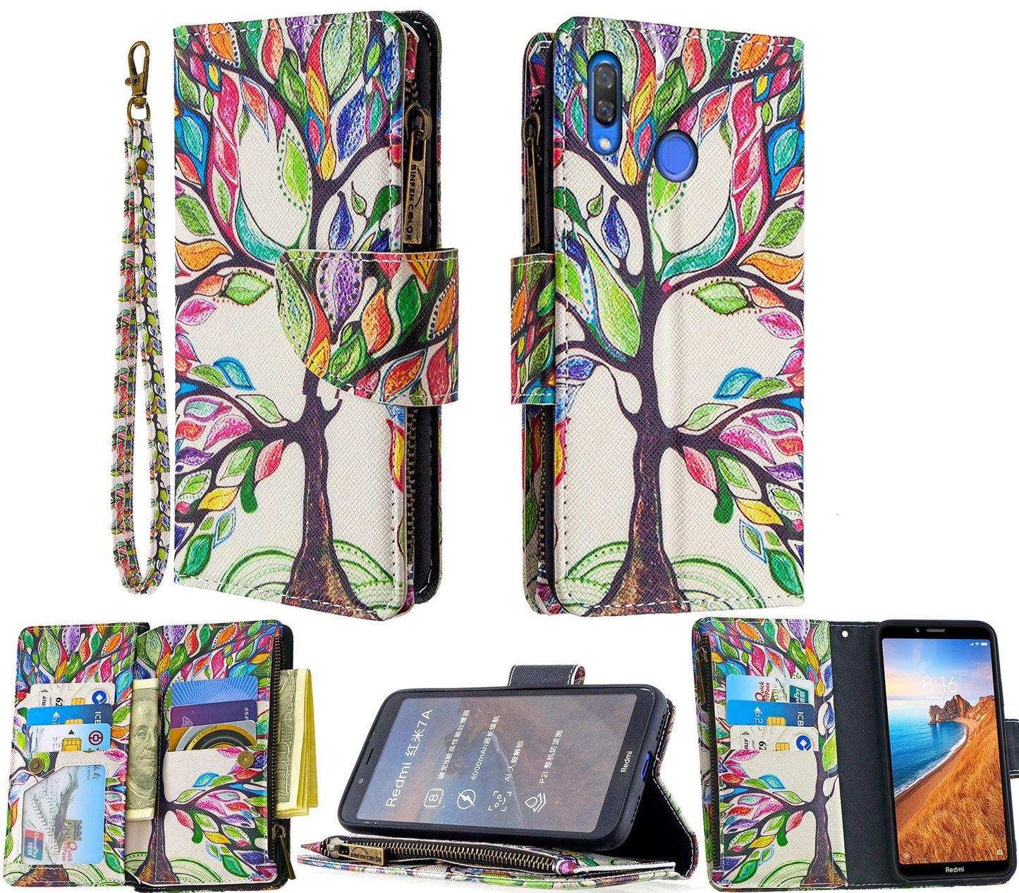 Huawei Nova 3e Case Wallet Cover Green