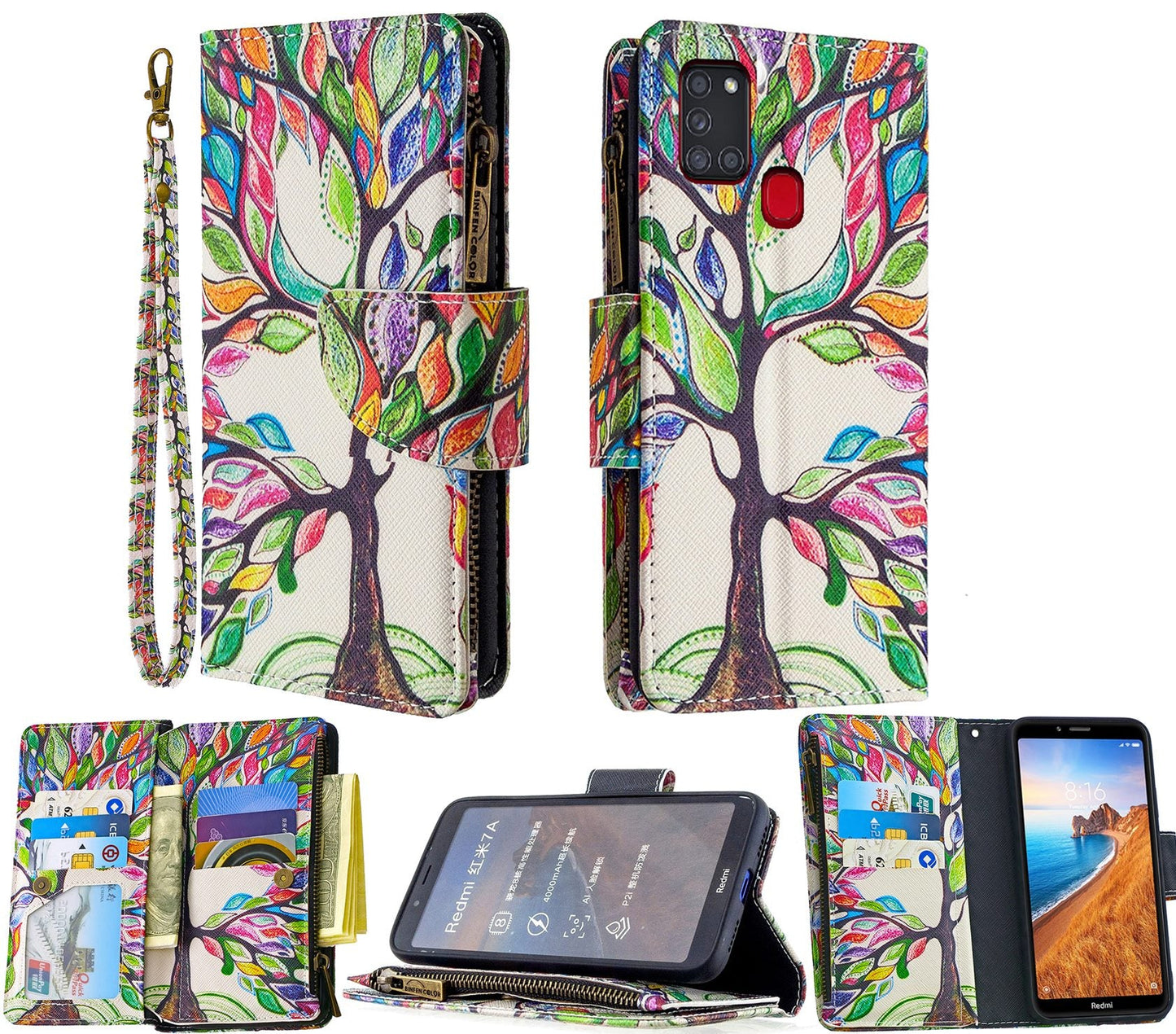 Samsung Galaxy A21S Case Wallet Cover Green