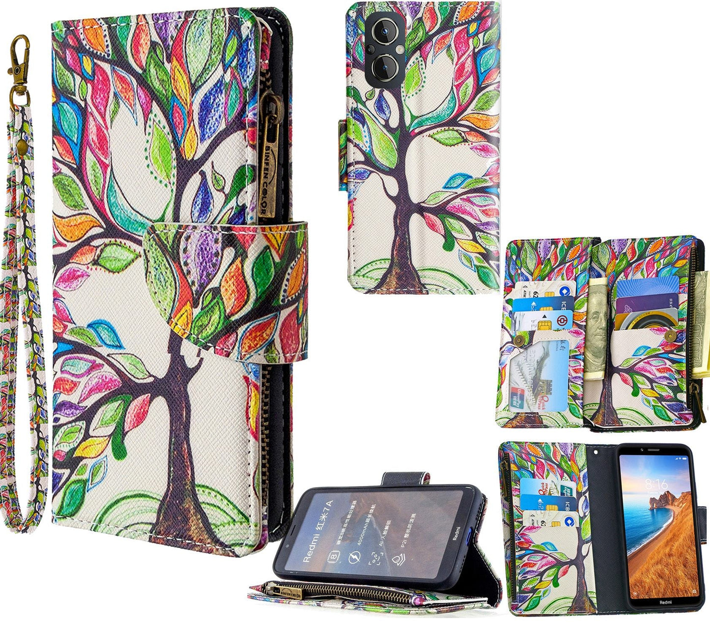 Oppo Reno 8 Lite Case Wallet Cover Green