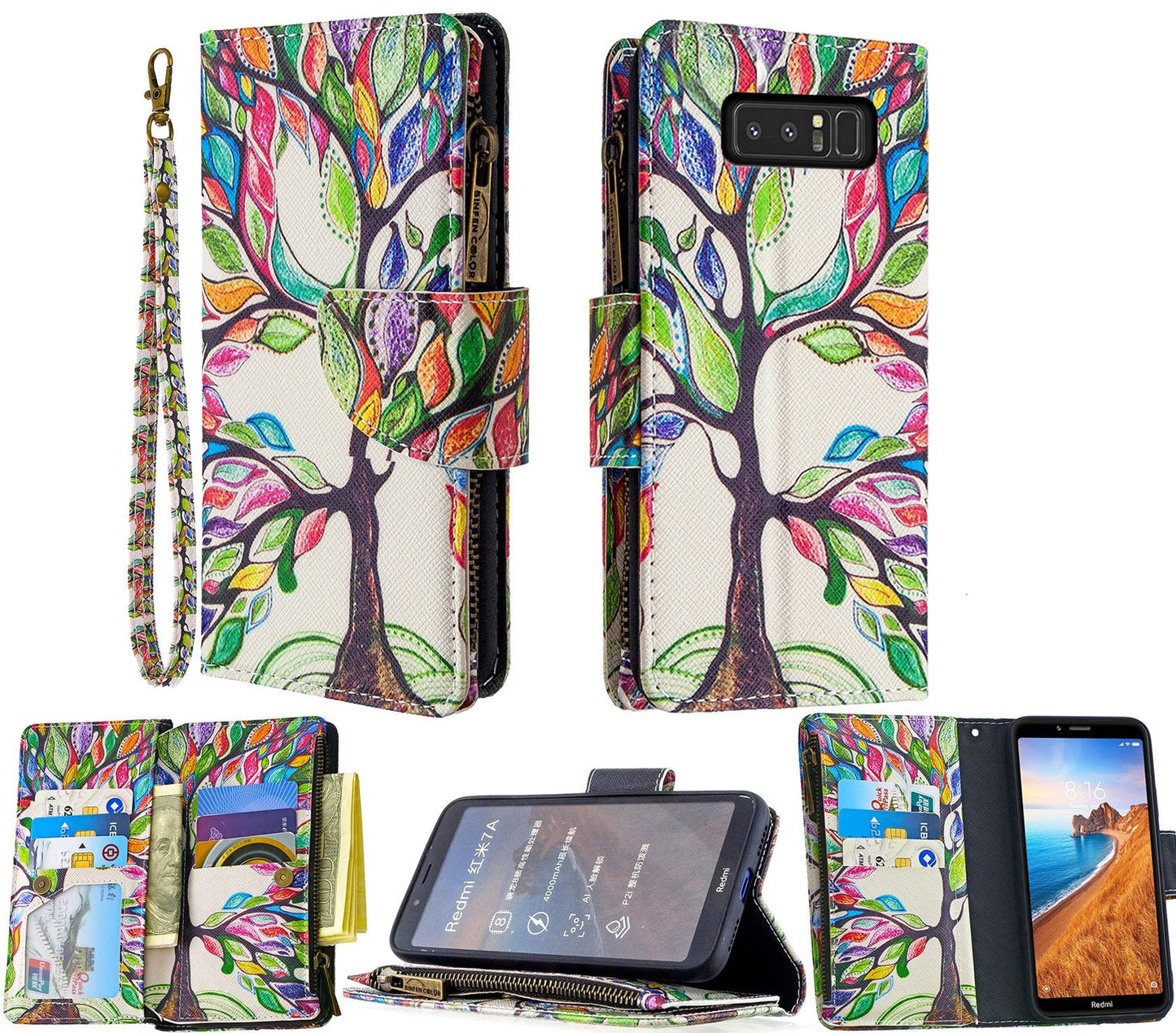 Samsung Galaxy Note 8 Case Wallet Cover Green