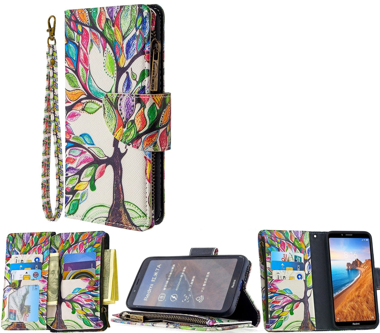 Huawei P30 Case Wallet Cover Green