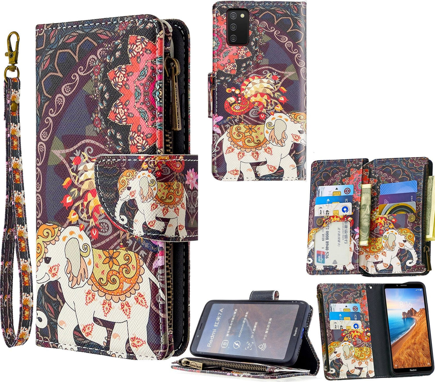 Samsung Galaxy A02S Case Wallet Cover Elephant