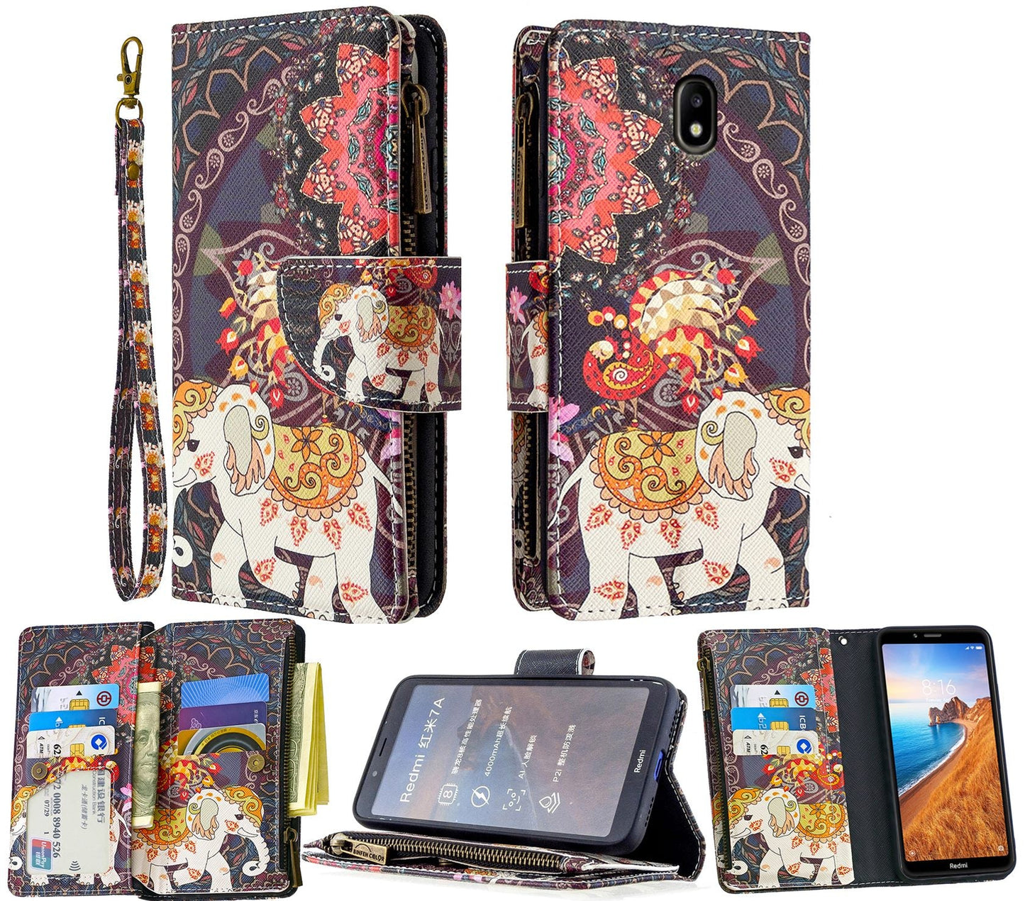 Samsung Galaxy J7 Pro Case Wallet Cover Elephant
