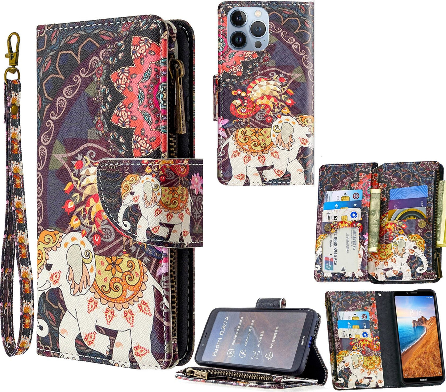 Iphone 14 Pro Max Case Wallet Cover Elephant