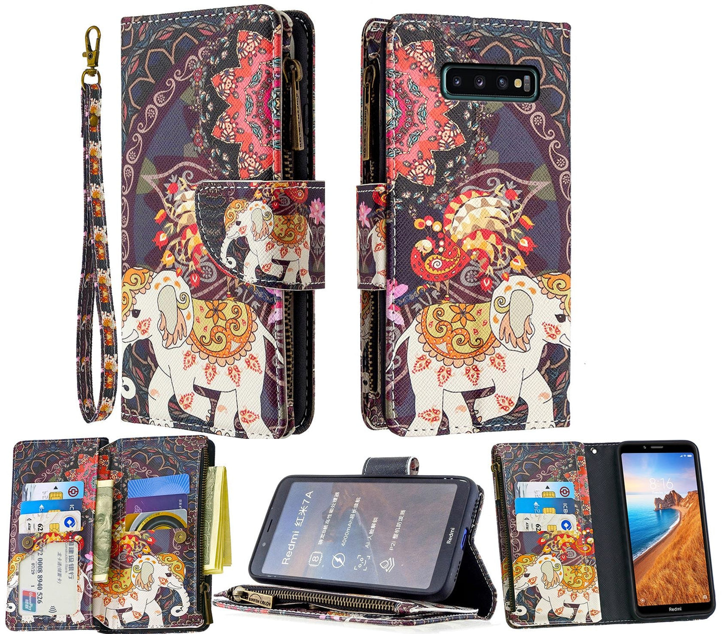 Samsung Galaxy S10 Plus Case Wallet Cover Elephant