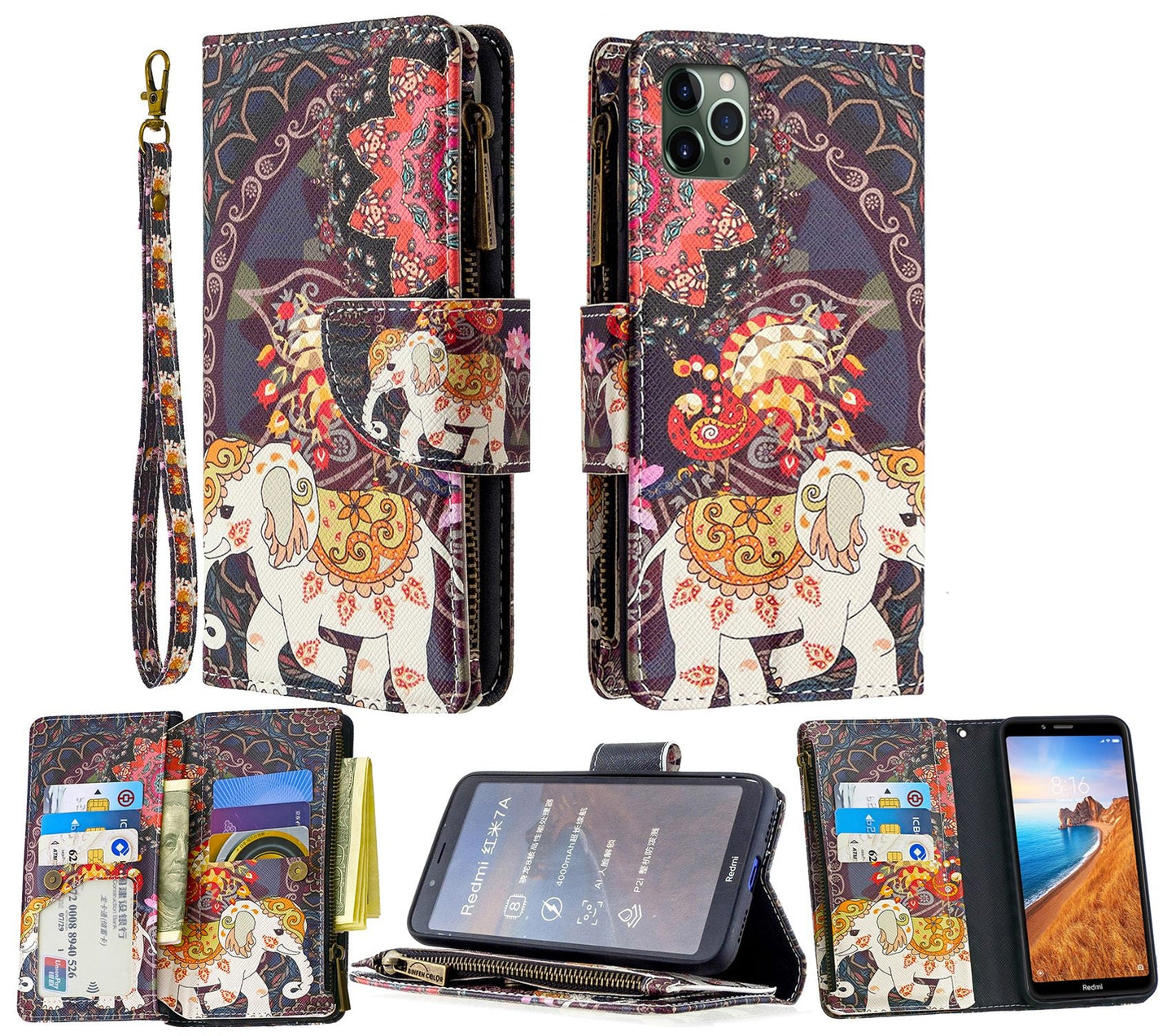 iPhone 11 Pro Max Case Wallet Cover Elephant