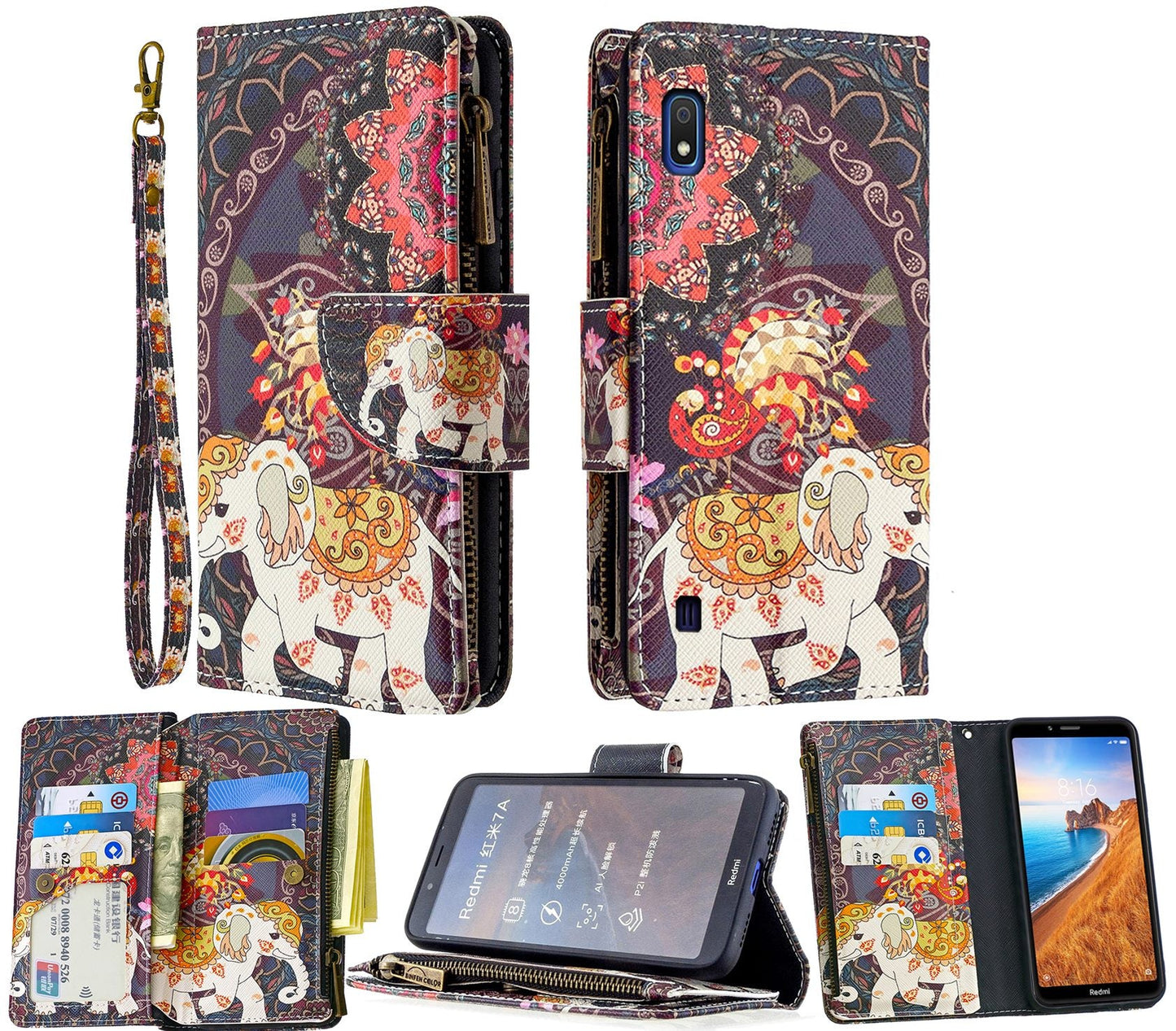 Samsung Galaxy A10 Case Wallet Cover Elephant