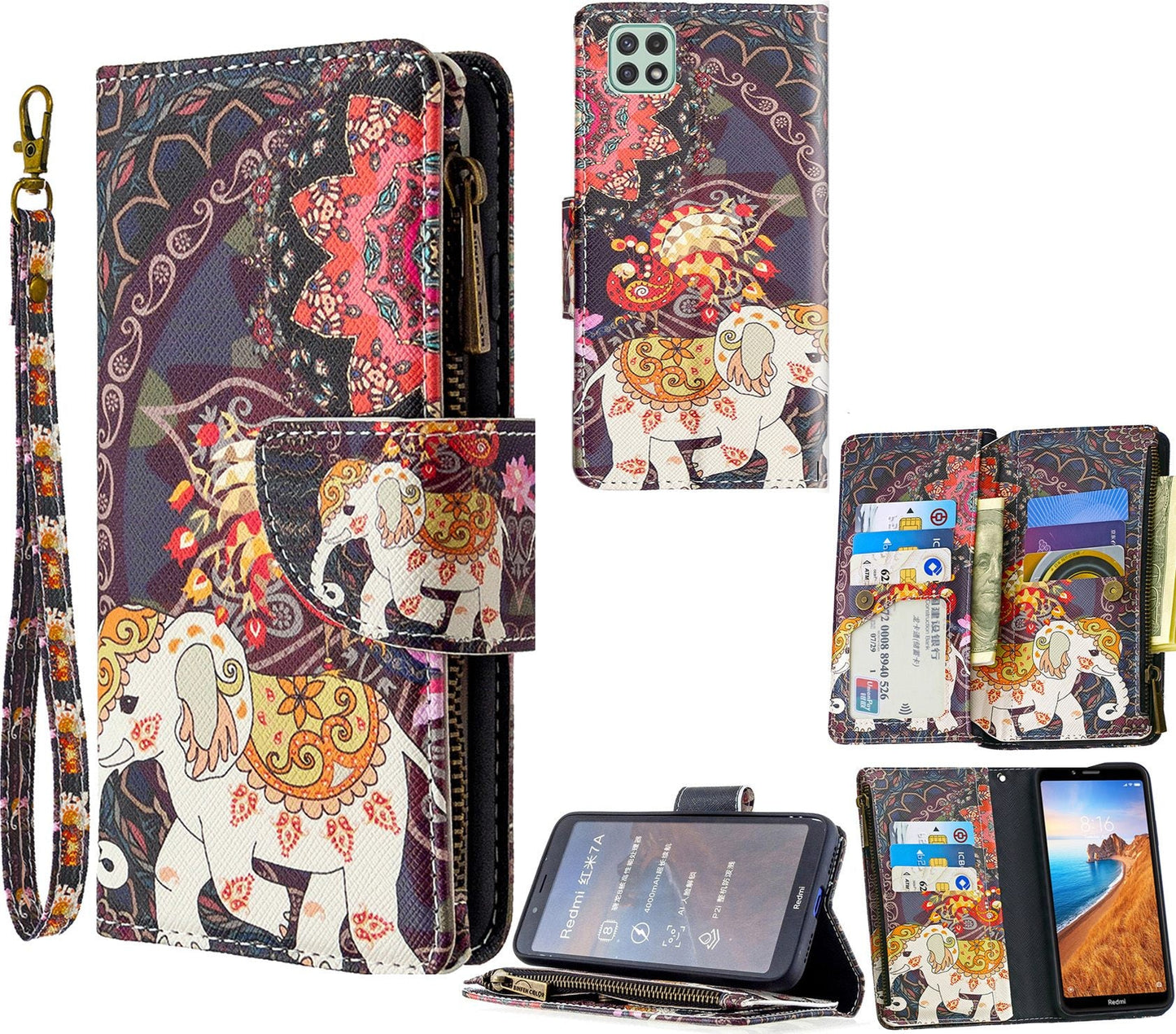 Samsung Galaxy A22 Case 5G Wallet Cover Elephant