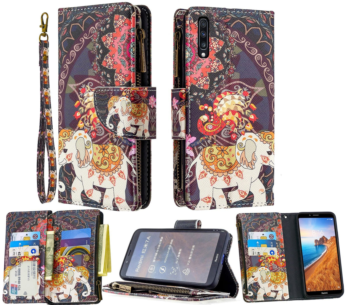Samsung Galaxy A50 Case Wallet Cover Elephant