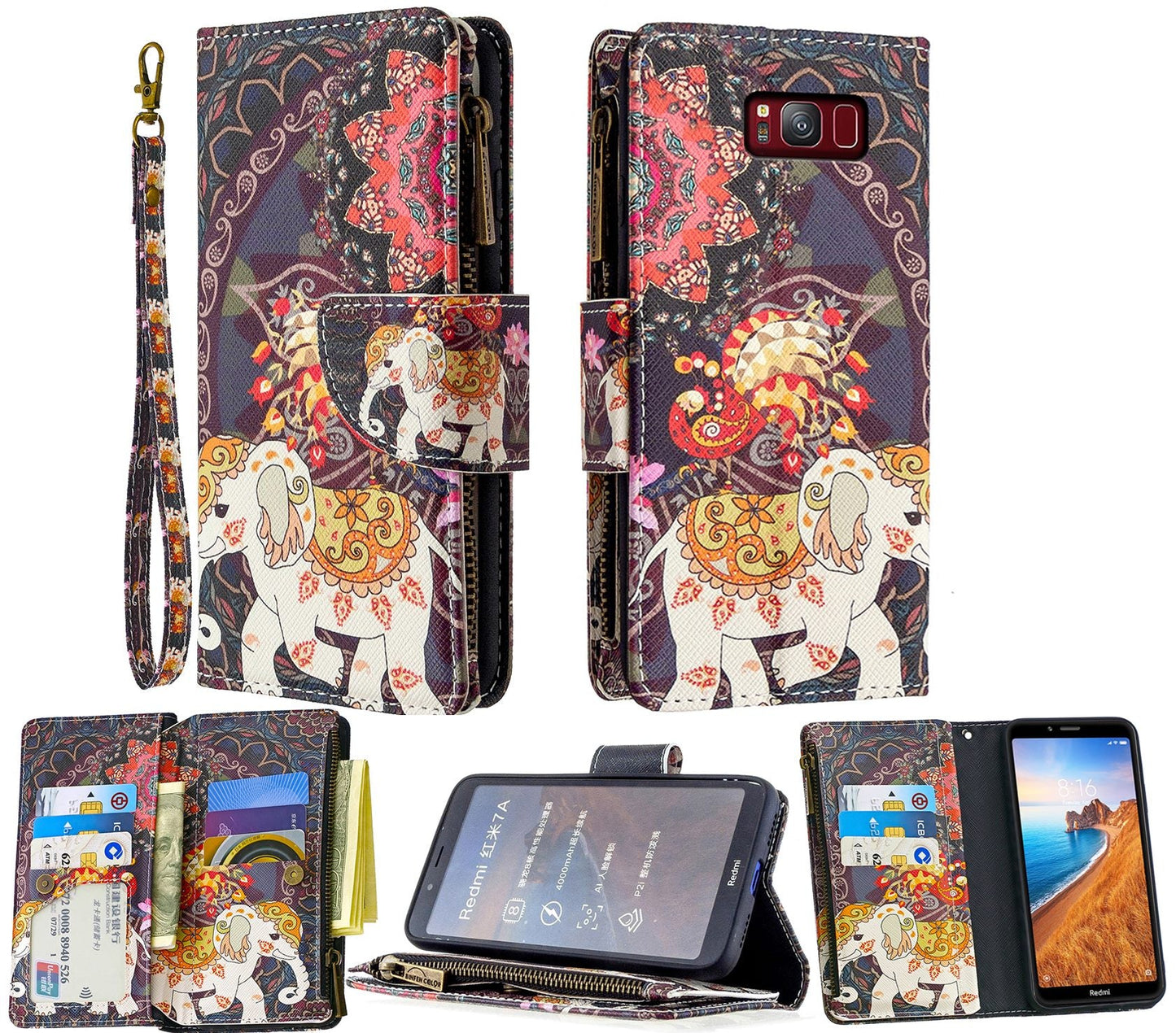 Samsung Galaxy S8 Plus Case Wallet Cover Elephant