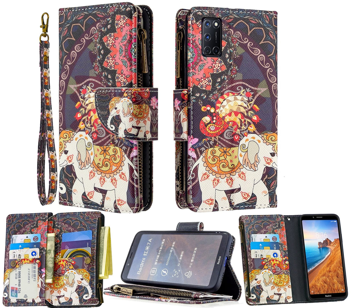 Oppo A52 Case Wallet Cover Elephant