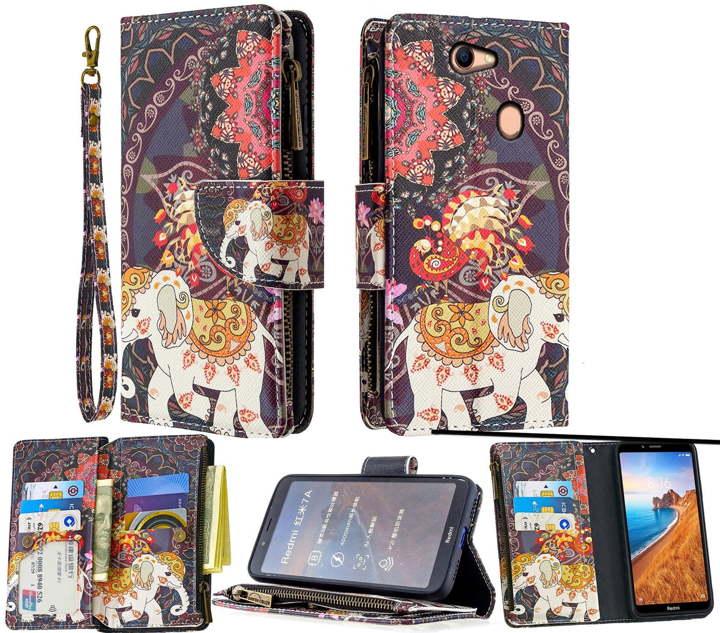 Oppo A73 Case Wallet Cover Elephant