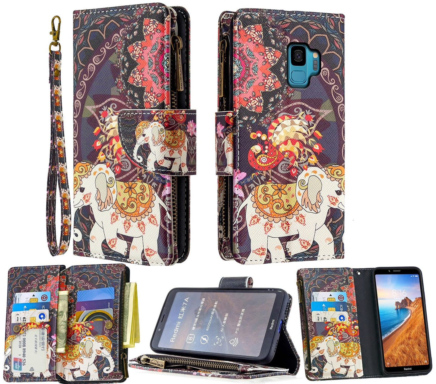 Samsung Galaxy S9 Case Wallet Cover Elephant