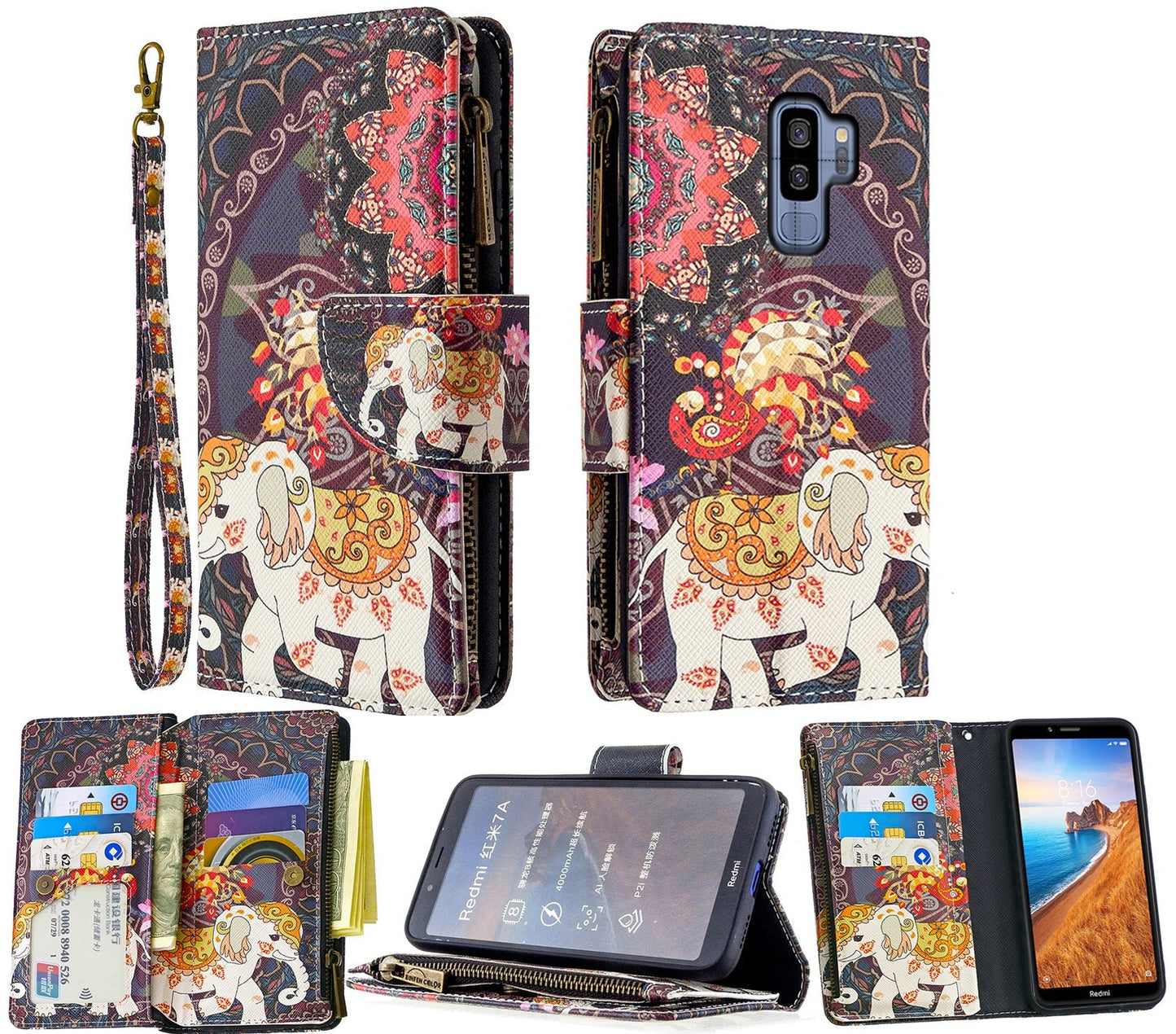 Samsung Galaxy S9 Plus Case Wallet Cover Elephant