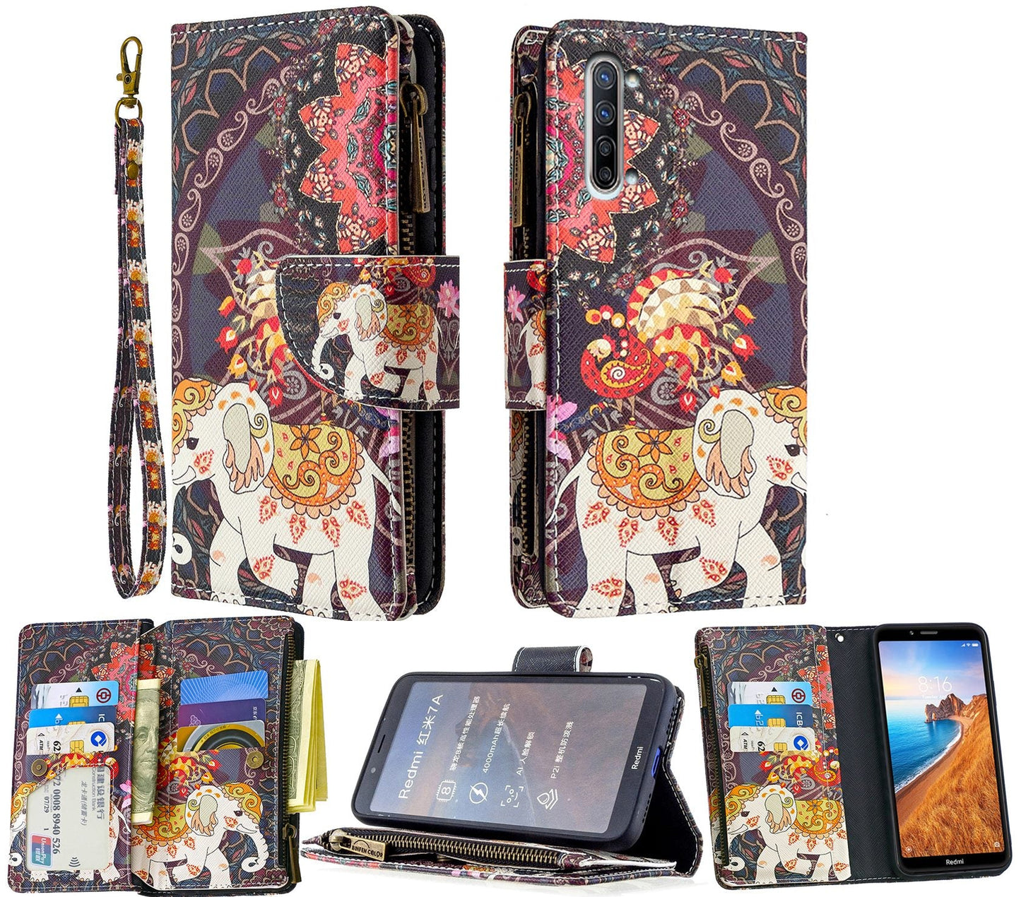Oppo Find X2 Lite Case Wallet Cover Elephant