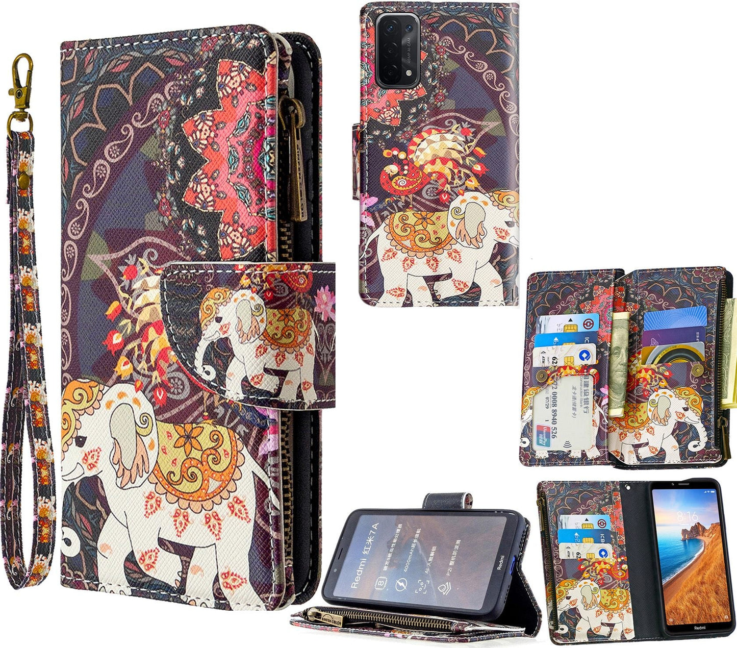 Oppo A54 Case 5G Wallet Cover Elephant