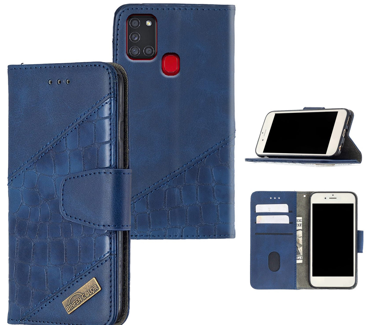 Samsung Galaxy A21S Case Wallet Cover Blue