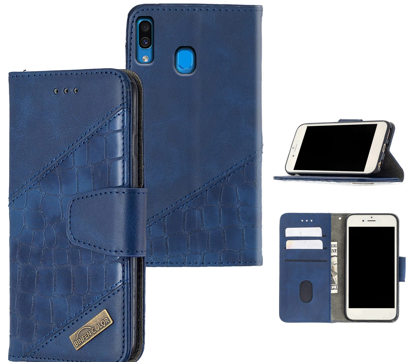 Samsung Galaxy A20 Case Wallet Cover Blue