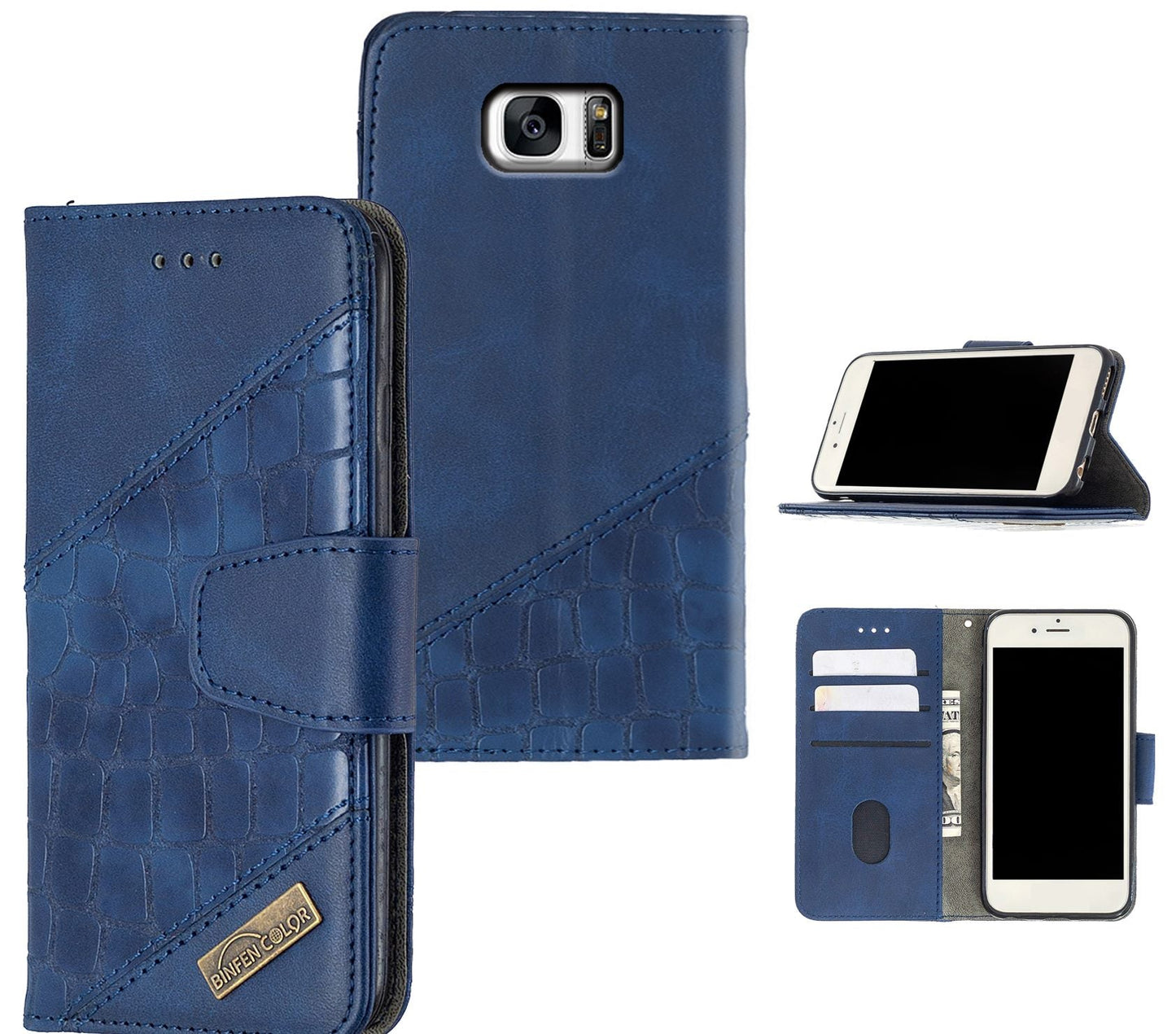 Samsung Galaxy S7 Edge Case Wallet Cover Blue