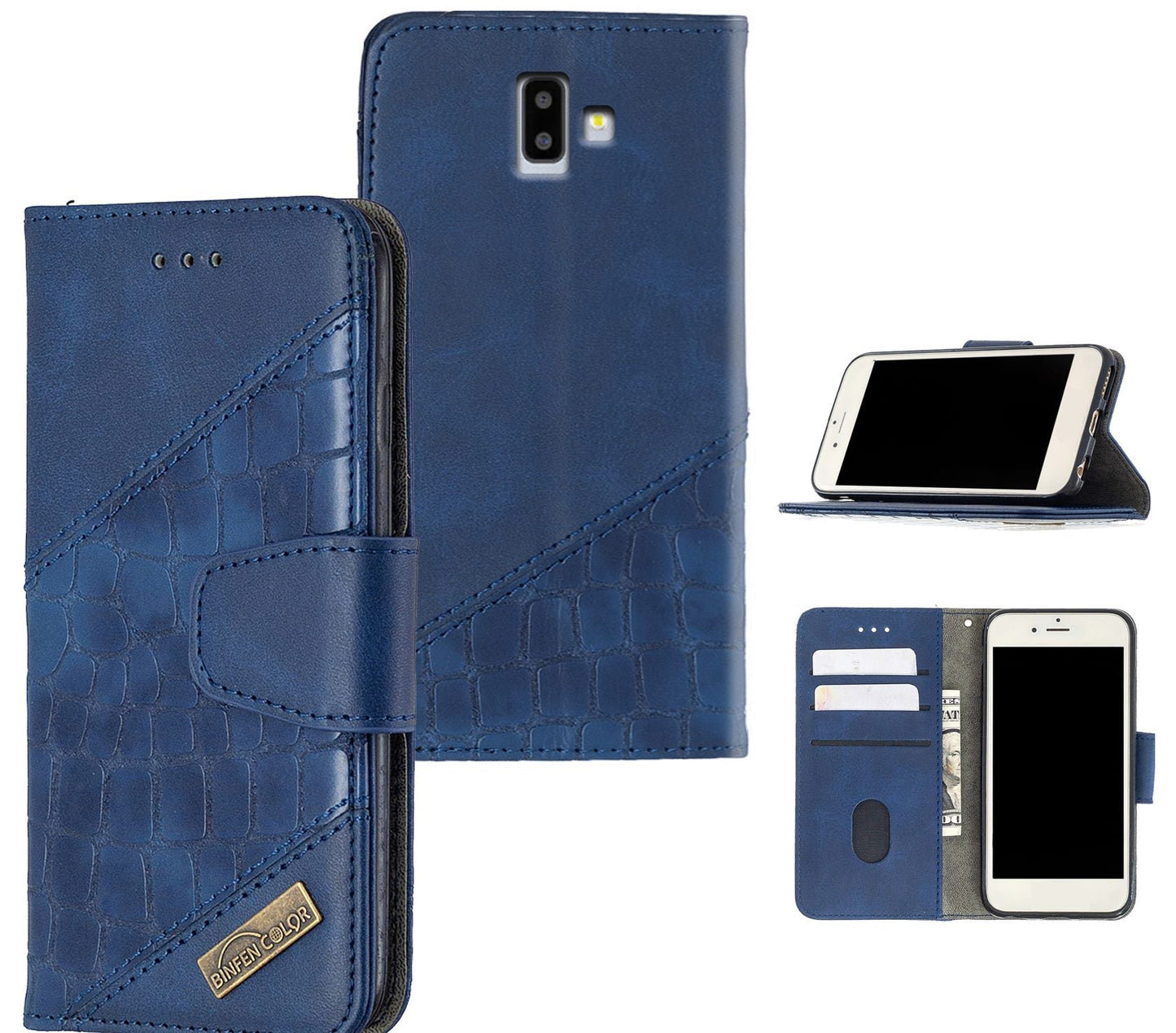 Samsung Galaxy J6 Plus Case Wallet Cover Blue