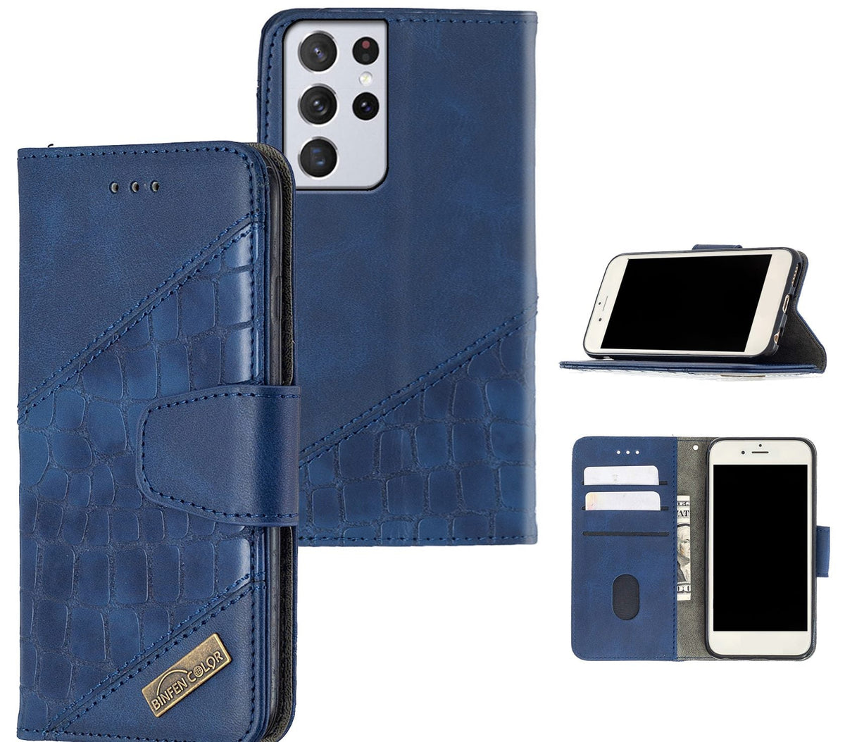 Samsung Galaxy S22 Ultra Case Wallet Cover Blue