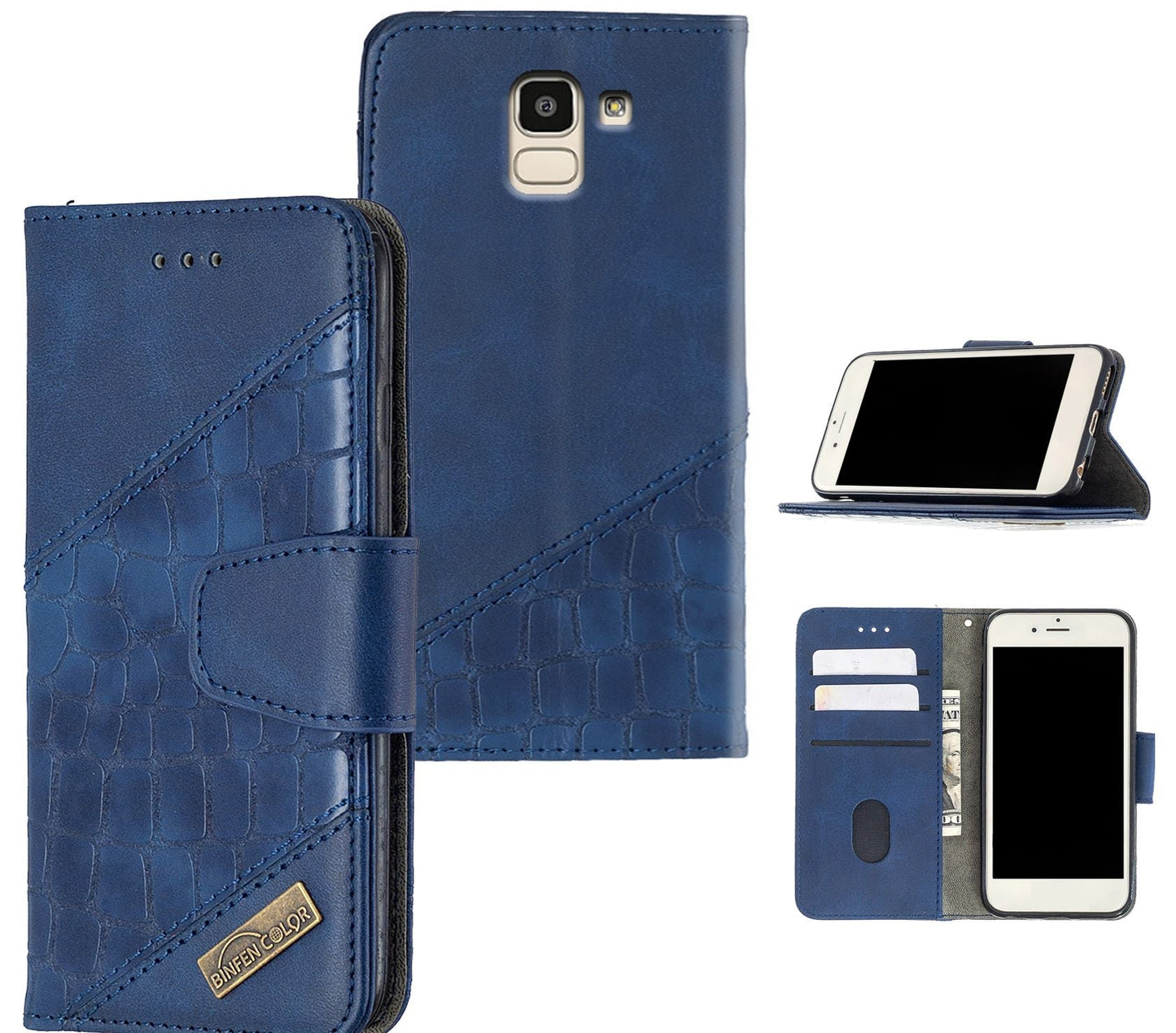Samsung Galaxy J6 Case Wallet Cover Blue