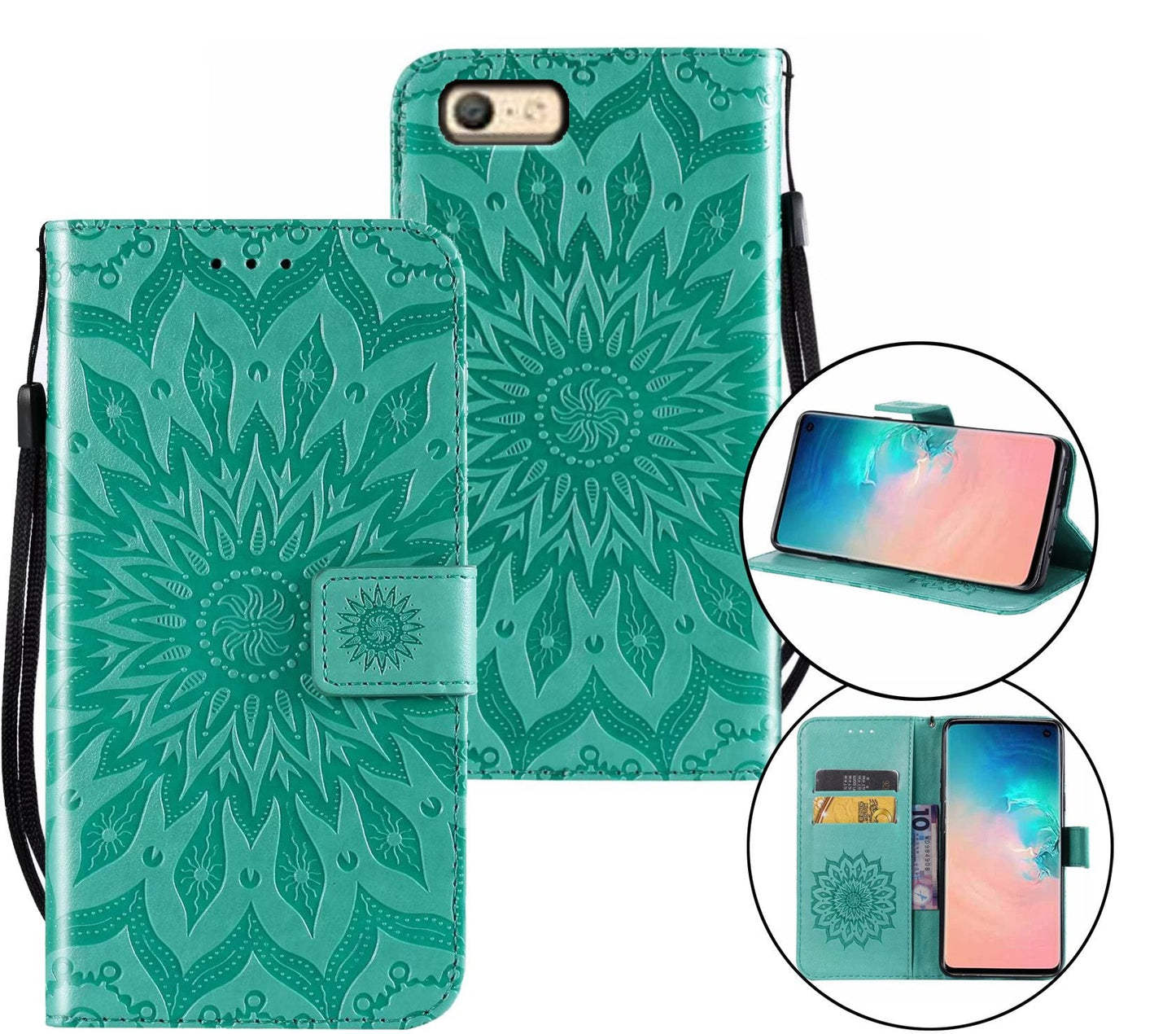 Oppo A57 Case Wallet Cover Green