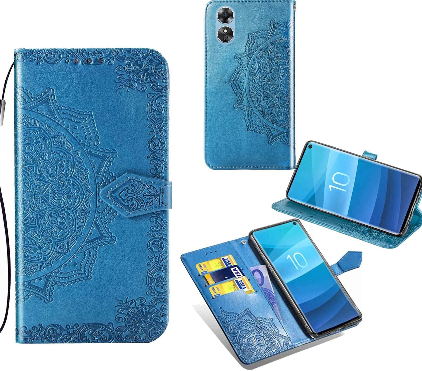 Oppo A17 Case Wallet Cover Blue