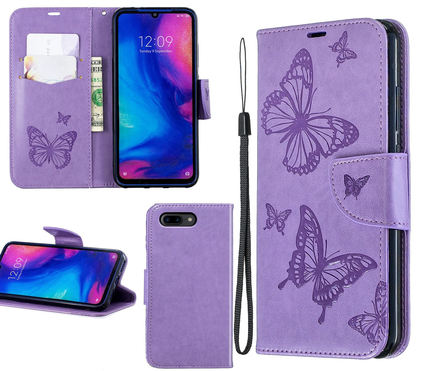 iPhone 8 Plus Case Wallet Cover Purple