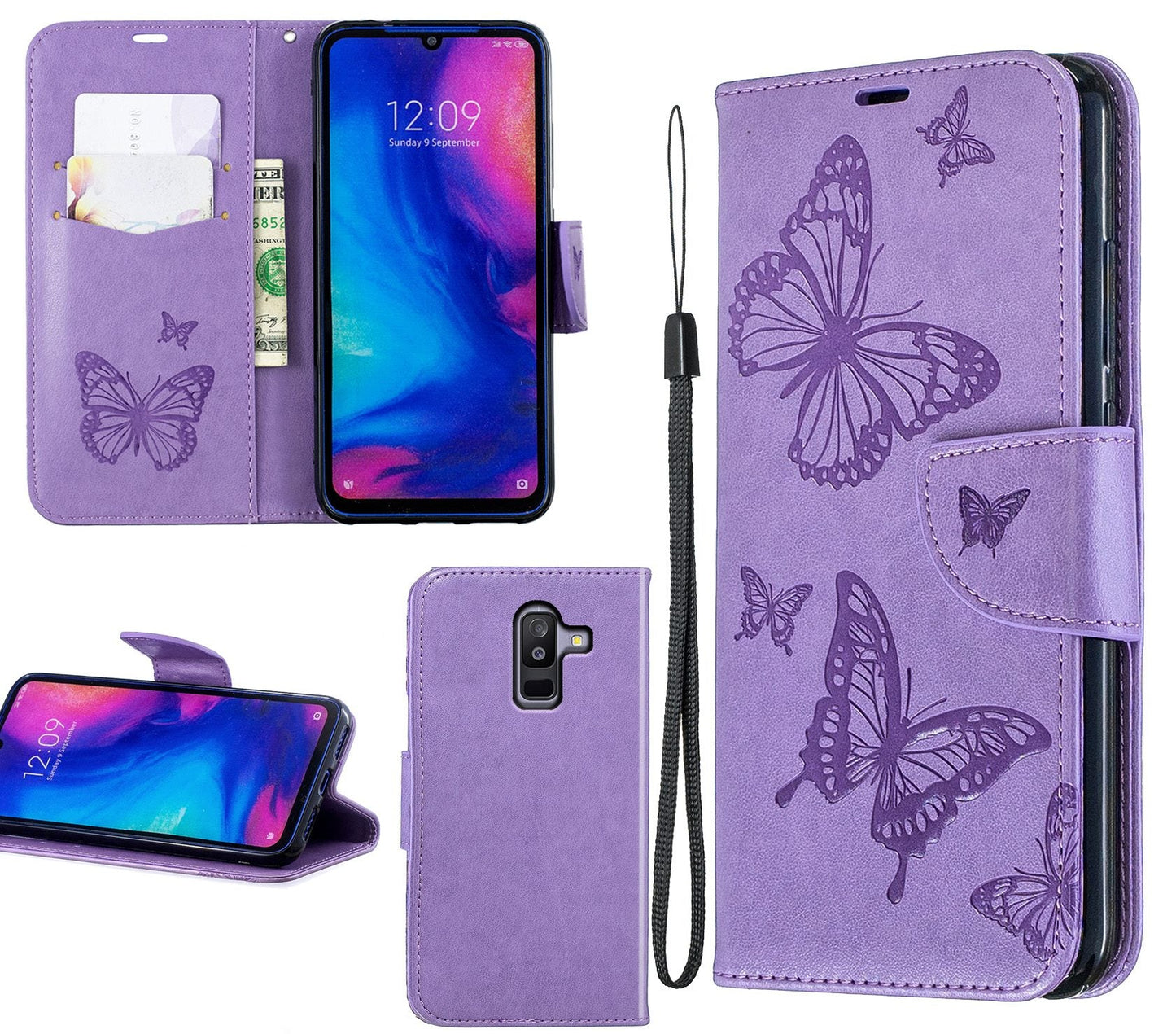 Samsung Galaxy J8 Case Wallet Cover Purple