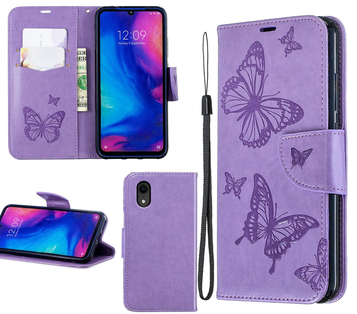 iPhone XR Case Wallet Cover Purple