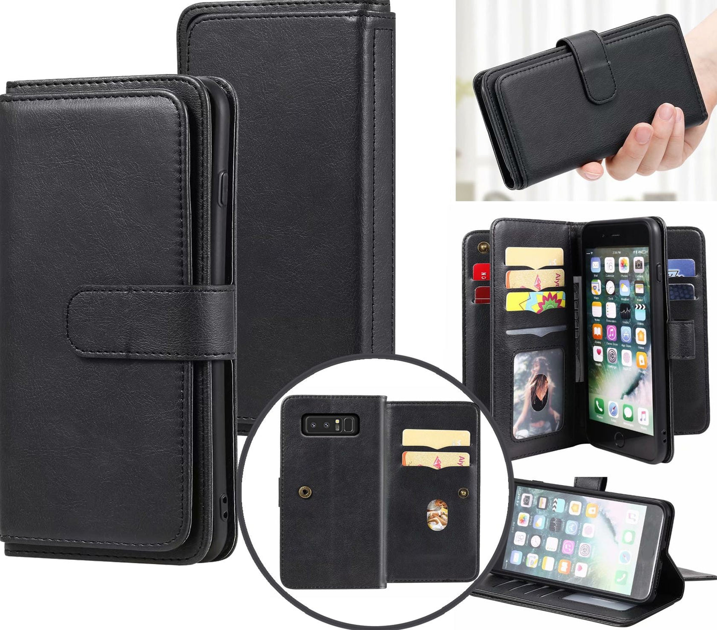 Samsung Galaxy Note 8 Case Wallet Cover Black