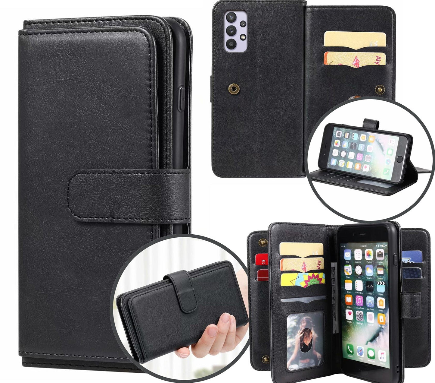 Samsung Galaxy A52 Case Wallet Cover Black