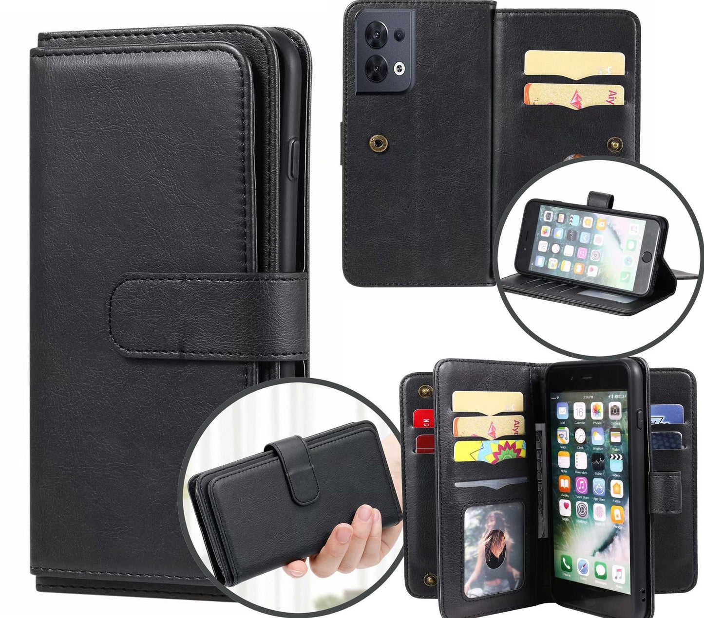 Oppo Reno 8 Case Wallet Cover Black