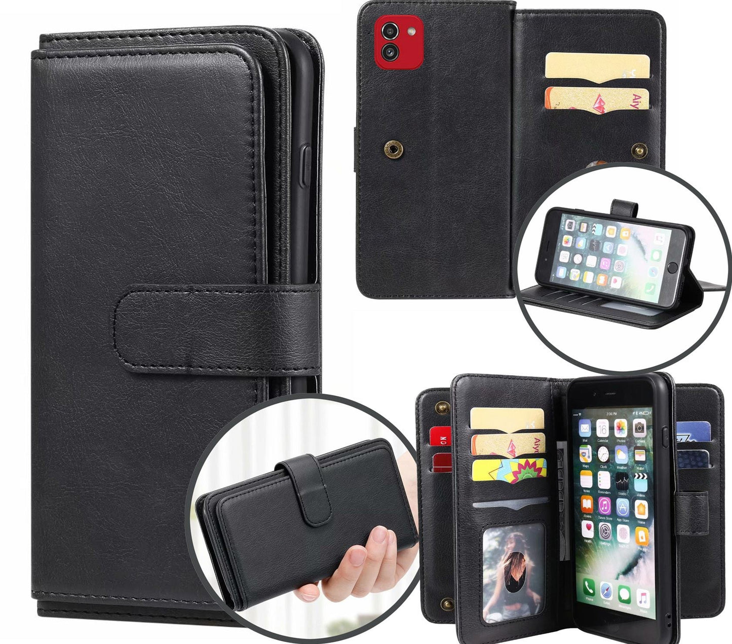 Samsung Galaxy A03 Case Wallet Cover Black