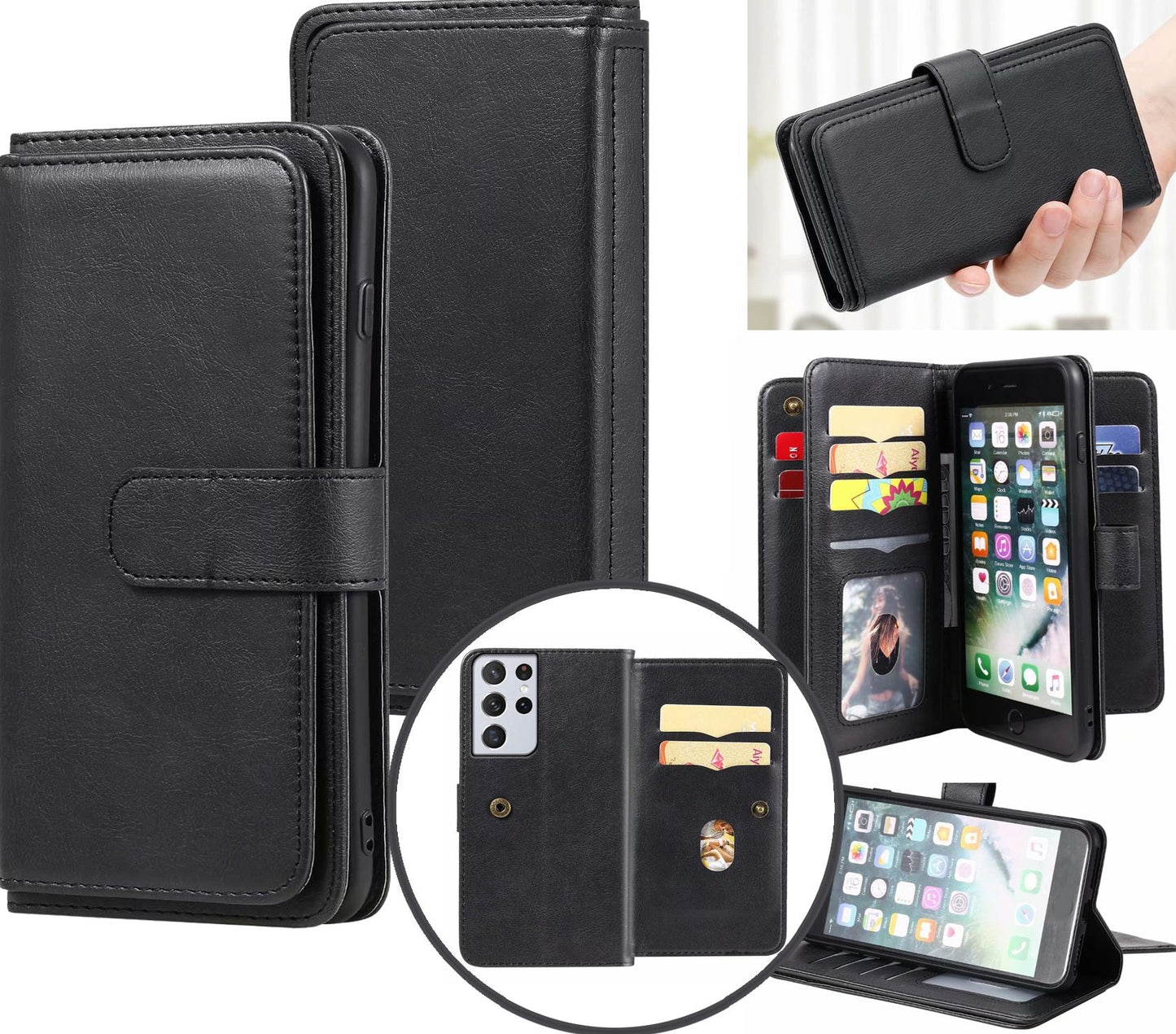 Samsung Galaxy S23 Ultra Case Wallet Cover Black