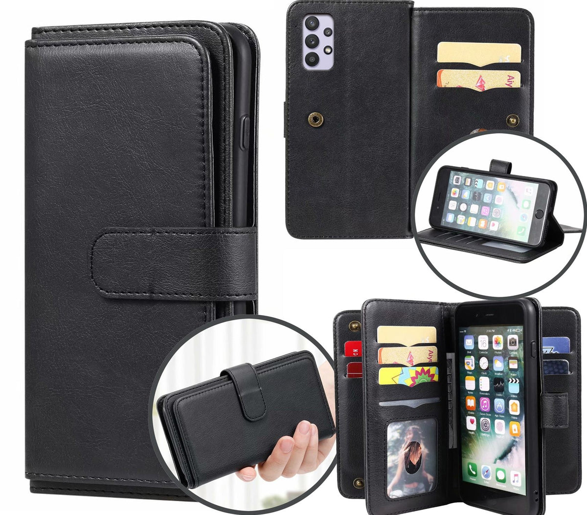 Samsung Galaxy A73 Case Wallet Cover Black