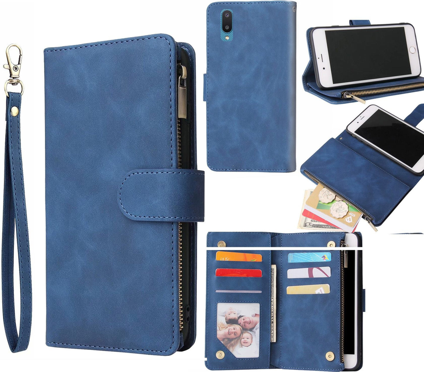 Samsung Galaxy A02 Case Wallet Cover Blue