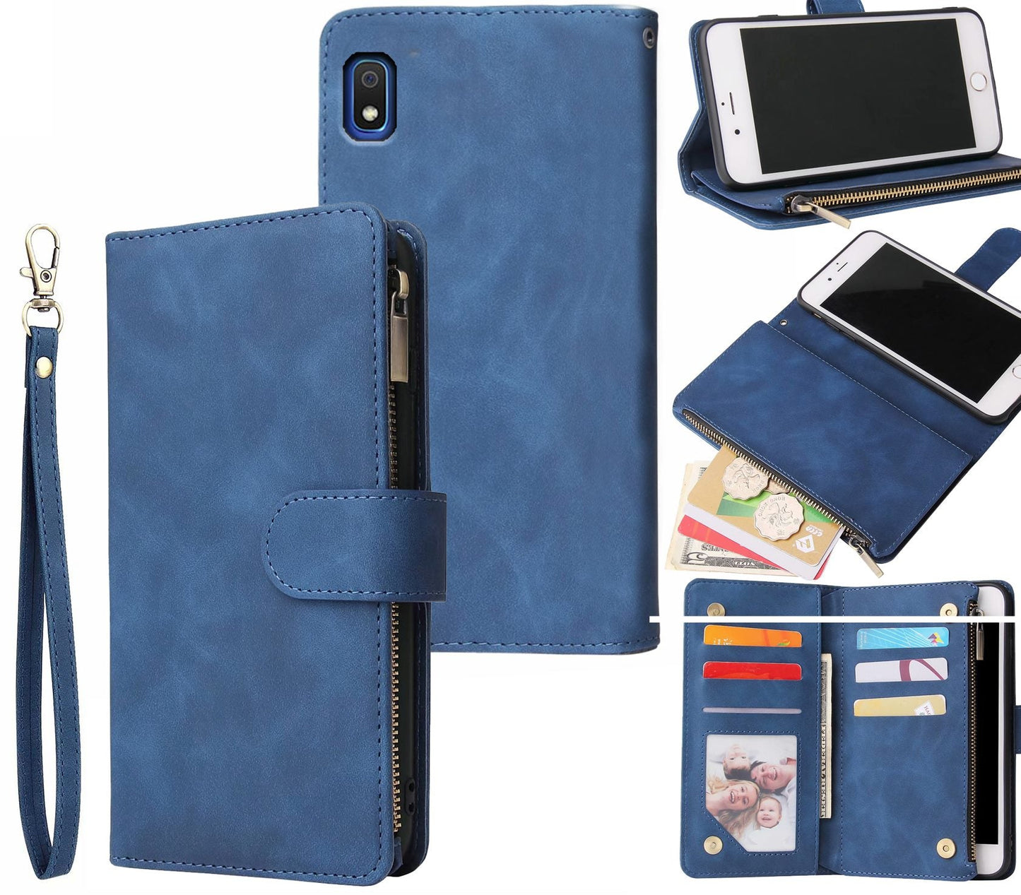 Samsung Galaxy A10 Case Wallet Cover Blue