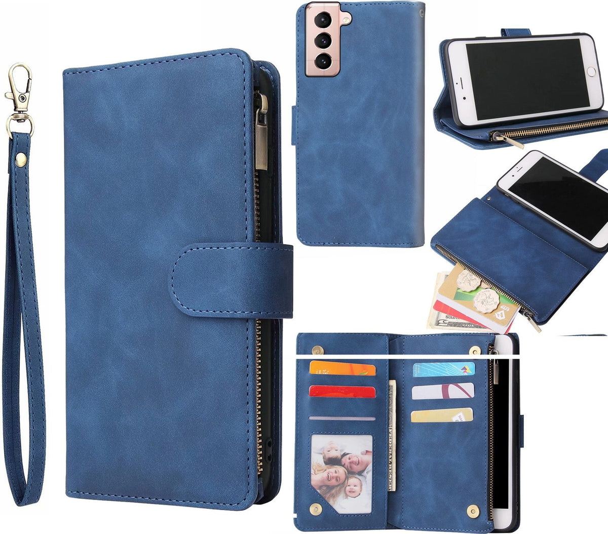 Samsung Galaxy S22 Case Wallet Cover Blue