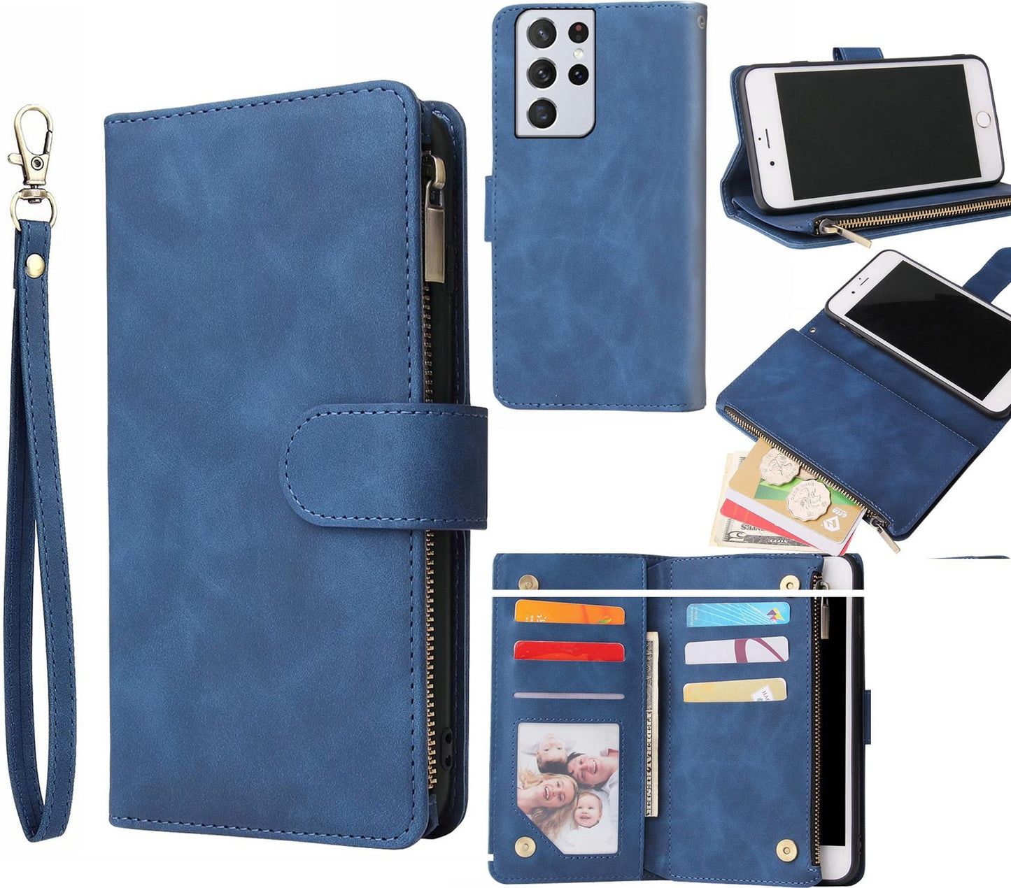Samsung Galaxy S22 Ultra Case Wallet Cover Blue