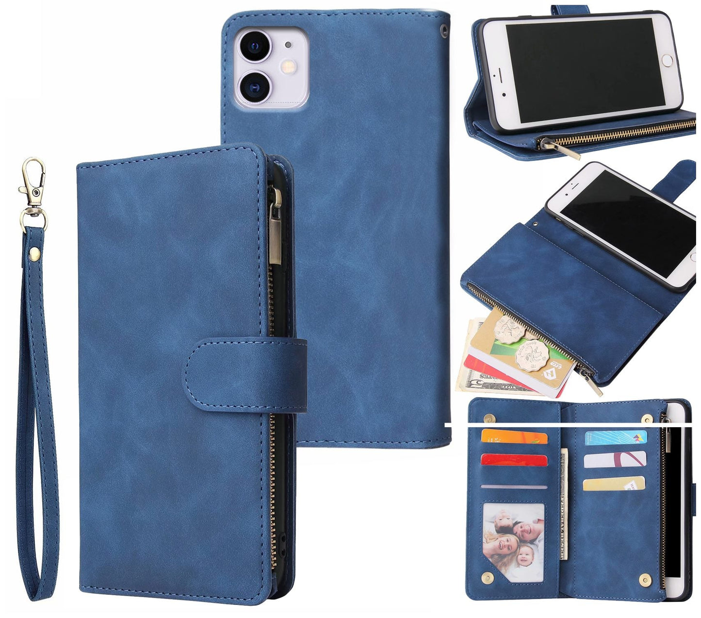 iPhone 12 Pro Case Wallet Cover Blue