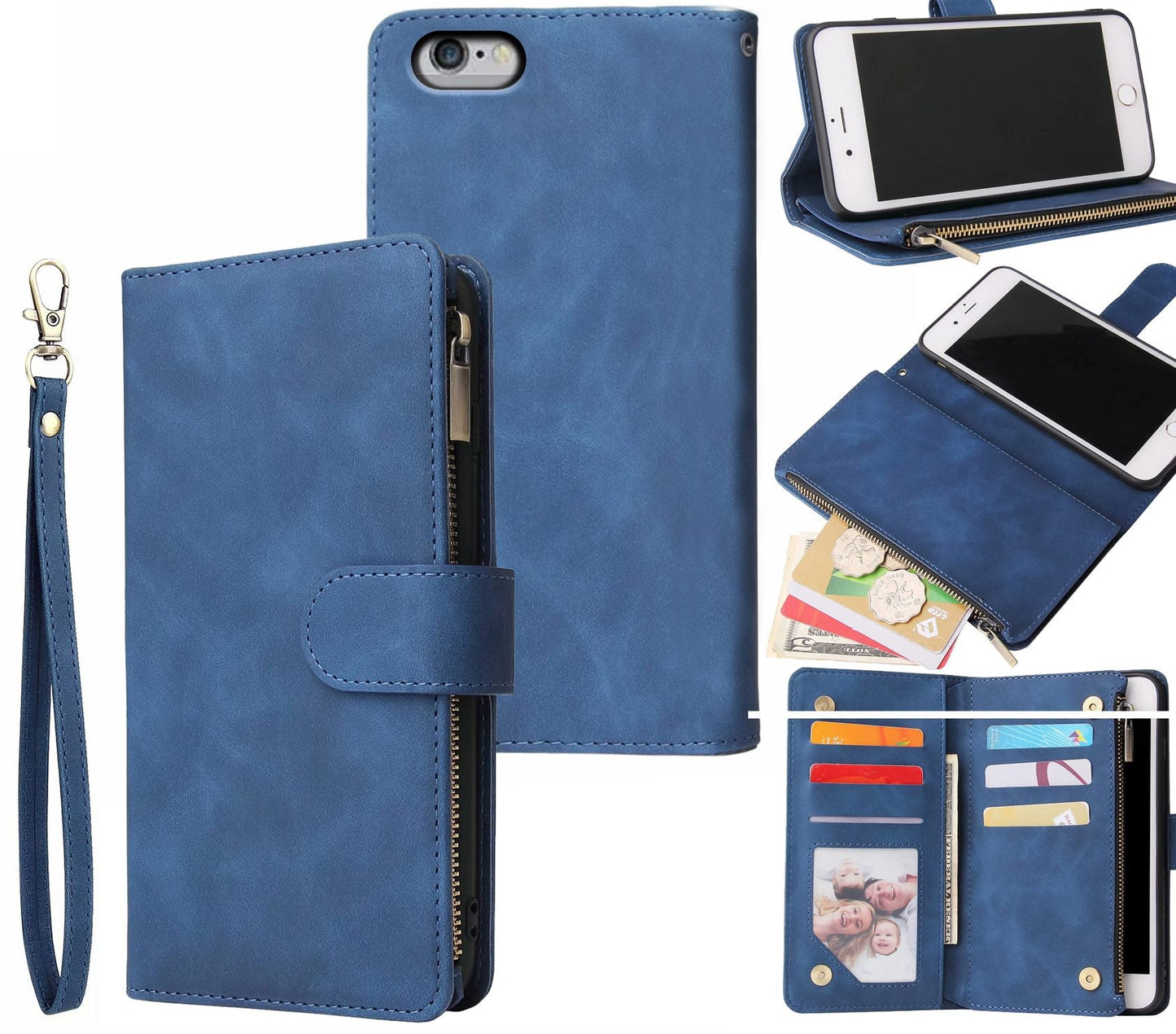 iPhone 7 Case Wallet Cover Blue
